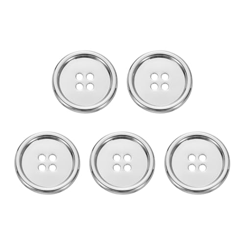 HARFINGTON Metallknöpfe, 25 mm, 4 Löcher, Legierung, runde Knöpfe, Basteln, Nähzubehör, für Kleidung, DIY, Basteln, Dekoration, Weiß, 5 Stück HARFINGTON Metallknöpfe, 25 mm, 4 Löcher, Legierung, runde Knöpfe, Basteln, Nähzubehör, für Kleidung, DIY, Basteln, Dekoration, Weiß, 5 Stück von HARFINGTON