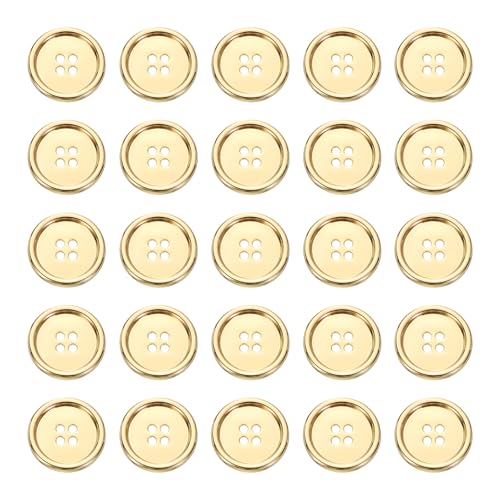 HARFINGTON Metallknöpfe, 25 mm, 4 Löcher, Legierung, runde Knöpfe, Nähzubehör, für Kleidung, DIY, Basteln, Dekoration, Gold, 25 Stück HARFINGTON Metallknöpfe, 25 mm, 4 Löcher, Legierung, runde Knöpfe, Nähzubehör, für Kleidung, DIY, Basteln, Dekoration, Gold, 25 Stück von HARFINGTON
