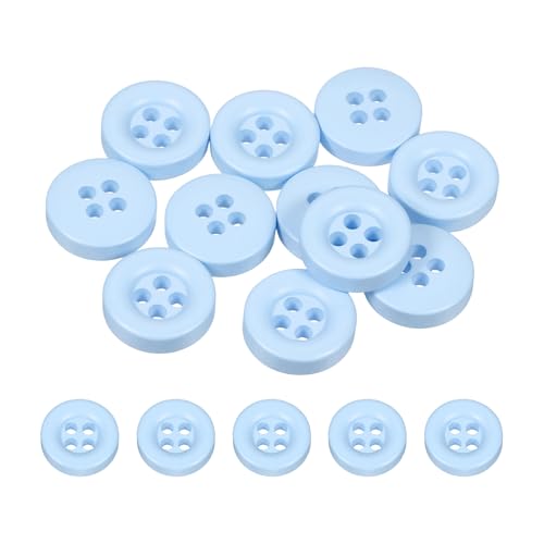 HARFINGTON Nähknöpfe, 11 mm, 4 Löcher, Harz, verdickt, rund, Ersatzknöpfe für Kleidung, DIY, Handwerk, Dekoration, Hellblau, 10 Stück von HARFINGTON