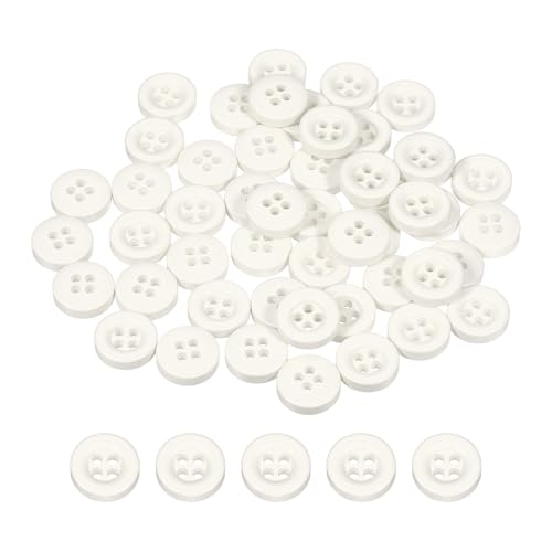 HARFINGTON Nähknöpfe, 11 mm, 4 Löcher, Harz, verdickt, rund, Ersatzknöpfe für Kleidung, DIY, Handwerk, Dekoration, Weiß, 50 Stück von HARFINGTON