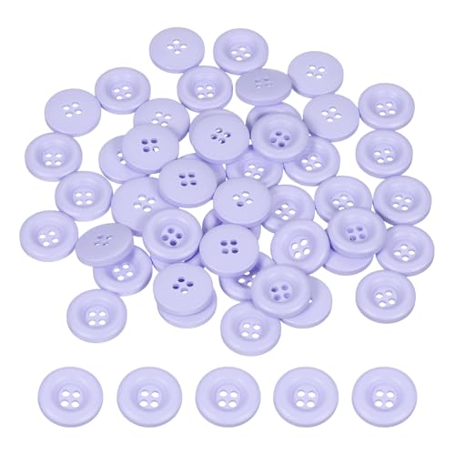 HARFINGTON Nähknöpfe, 15 mm, 4 Löcher, Harz, verdickt, rund, Ersatzknöpfe für Kleidung, DIY, Basteln, Dekoration, Lila, 50 Stück von HARFINGTON