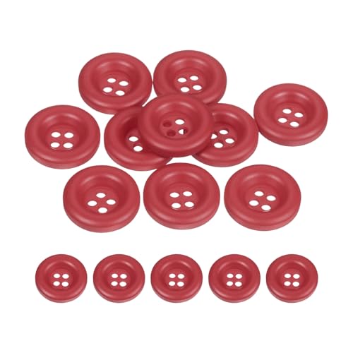 HARFINGTON Nähknöpfe, 15 mm, 4 Löcher, Harz, verdickt, rund, Ersatzknöpfe für Kleidung, DIY, Handwerk, Dekoration, Hellrot, 10 Stück von HARFINGTON