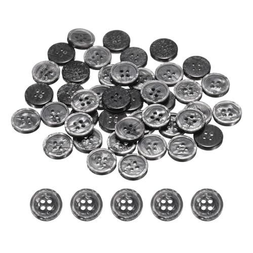 HARFINGTON Nähknöpfe, 15 mm, 4 Löcher, Kunstharz, rund, Ersatzknöpfe für Kleidung, DIY, Basteln, Dekoration, Schwarz, 50 Stück von HARFINGTON