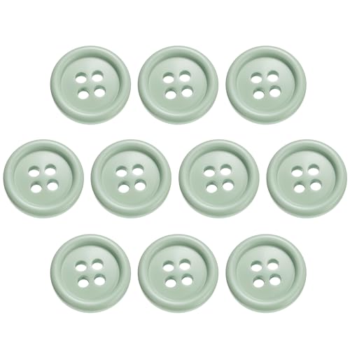 HARFINGTON Nähknöpfe, 15 mm, 4 Löcher, Kunstharz, rund, Ersatzknöpfe für Kleidung, DIY, Handwerk, Dekoration, Hellgrün, 10 Stück von HARFINGTON