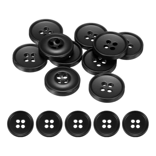 HARFINGTON Nähknöpfe, 18 mm, 4 Löcher, Kunstharz, rund, Ersatzknöpfe für Kleidung, DIY, Basteln, Dekoration, Dunkelschwarz, 10 Stück HARFINGTON Nähknöpfe, 18 mm, 4 Löcher, Kunstharz, rund, Ersatzknöpfe für Kleidung, DIY, Basteln, Dekoration, Dunkelschwarz, 10 Stück von HARFINGTON