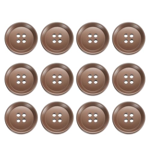 HARFINGTON Nähknöpfe, 23 mm, 4 Löcher, Kunstharz, rund, Ersatzknöpfe für Kleidung, DIY, Basteln, Dekoration, Braun, 12 Stück HARFINGTON Nähknöpfe, 23 mm, 4 Löcher, Kunstharz, rund, Ersatzknöpfe für Kleidung, DIY, Basteln, Dekoration, Braun, 12 Stück von HARFINGTON