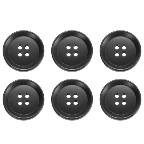 HARFINGTON Nähknöpfe, 23 mm, 4 Löcher, Kunstharz, rund, Ersatzknöpfe für Kleidung, DIY, Basteln, Dekoration, Schwarz, 6 Stück HARFINGTON Nähknöpfe, 23 mm, 4 Löcher, Kunstharz, rund, Ersatzknöpfe für Kleidung, DIY, Basteln, Dekoration, Schwarz, 6 Stück von HARFINGTON