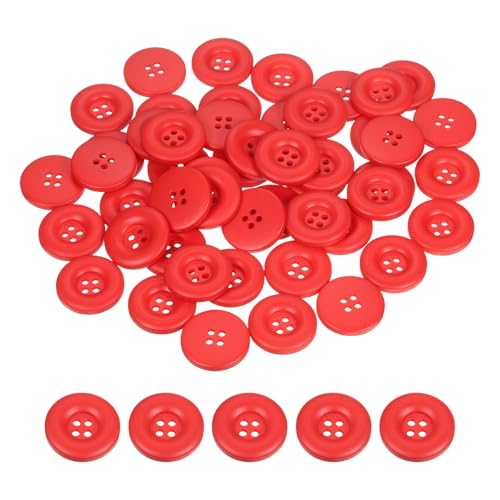 HARFINGTON Nähknöpfe, 25 mm, 4 Löcher, Harz, verdickt, rund, Ersatzknöpfe für Kleidung, DIY, Handwerk, Dekoration, Rot, 50 Stück von HARFINGTON