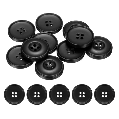HARFINGTON Nähknöpfe, 25 mm, 4 Löcher, Kunstharz, rund, Ersatzknöpfe für Kleidung, DIY, Basteln, Dekoration, Dunkelschwarz, 10 Stück HARFINGTON Nähknöpfe, 25 mm, 4 Löcher, Kunstharz, rund, Ersatzknöpfe für Kleidung, DIY, Basteln, Dekoration, Dunkelschwarz, 10 Stück von HARFINGTON