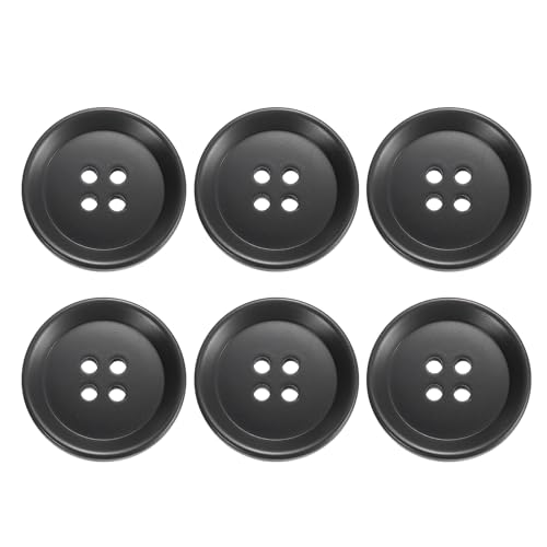HARFINGTON Nähknöpfe, 25 mm, 4 Löcher, Kunstharz, rund, Ersatzknöpfe für Kleidung, DIY, Basteln, Dekoration, Schwarz, 6 Stück HARFINGTON Nähknöpfe, 25 mm, 4 Löcher, Kunstharz, rund, Ersatzknöpfe für Kleidung, DIY, Basteln, Dekoration, Schwarz, 6 Stück von HARFINGTON