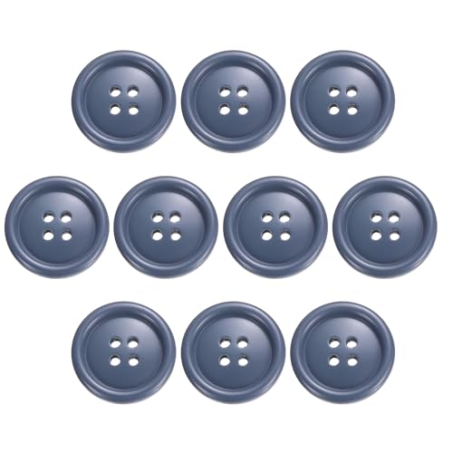 HARFINGTON Nähknöpfe, 25 mm, 4 Löcher, Kunstharz, rund, Ersatzknöpfe für Kleidung, DIY, Basteln, Dekoration, Segelblau, 10 Stück von HARFINGTON