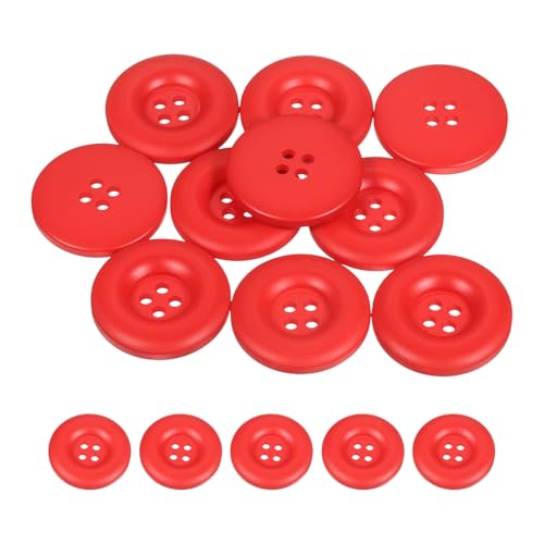 HARFINGTON Nähknöpfe, 28 mm, 4 Löcher, Harz, verdickt, rund, Ersatzknöpfe für Kleidung, DIY, Basteln, Dekoration, Rot, 10 Stück von HARFINGTON