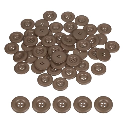 HARFINGTON Nähknöpfe, 28 mm, 4 Löcher, Harz, verdickt, rund, Ersatzknöpfe für Kleidung, DIY, Handwerk, Dekoration, Dunkelbraun, 50 Stück von HARFINGTON