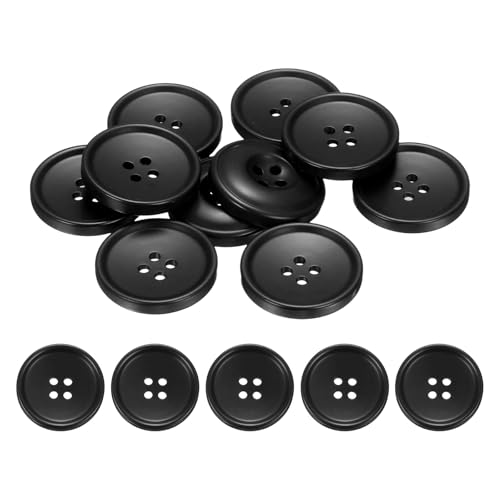 HARFINGTON Nähknöpfe, 28 mm, 4 Löcher, Kunstharz, rund, Ersatzknöpfe für Kleidung, DIY, Basteln, Dekoration, Dunkelschwarz, 10 Stück HARFINGTON Nähknöpfe, 28 mm, 4 Löcher, Kunstharz, rund, Ersatzknöpfe für Kleidung, DIY, Basteln, Dekoration, Dunkelschwarz, 10 Stück von HARFINGTON