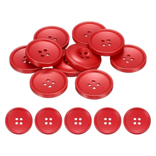 HARFINGTON Nähknöpfe, 28 mm, 4 Löcher, Kunstharz, rund, Ersatzknöpfe für Kleidung, DIY, Handwerk, Dekoration, Dunkelrot, 10 Stück HARFINGTON Nähknöpfe, 28 mm, 4 Löcher, Kunstharz, rund, Ersatzknöpfe für Kleidung, DIY, Handwerk, Dekoration, Dunkelrot, 10 Stück von HARFINGTON