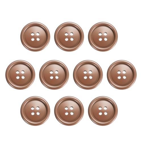HARFINGTON Nähknöpfe, 30 mm, 4 Löcher, Kunstharz, rund, Ersatzknöpfe für Kleidung, DIY, Basteln, Dekoration, Hellbraun, 10 Stück von HARFINGTON