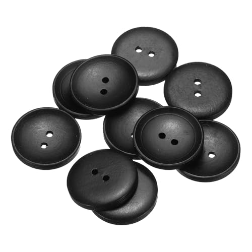 HARFINGTON Nähknöpfe aus Holz, rund, 28 mm, 2 Löcher, Ersatzknöpfe für Kleidung, DIY, Basteln, Dekoration, Schwarz, 10 Stück von HARFINGTON