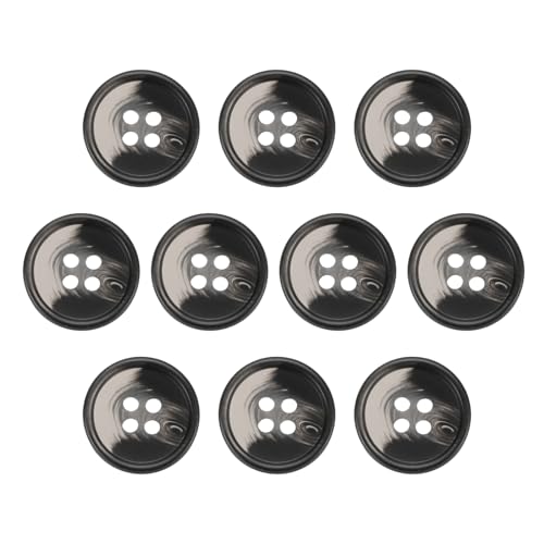 HARFINGTON Nähknöpfe aus Kunstharz, 15 mm, 4 Löcher, rundes Muster, flache Rückseite, Knöpfe für Mantel, Anzüge, Kleidung, Kleidung und Bastelarbeiten, 2#schwarzes Muster, 10 Stück von HARFINGTON