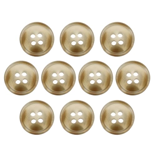 HARFINGTON Nähknöpfe aus Kunstharz, 15 mm, 4 Löcher, rundes Muster, flache Rückseite, Knöpfe für Mantel, Anzüge, Kleidung, Kleidung und Bastelarbeiten, 7#Beige, 10 Stück von HARFINGTON