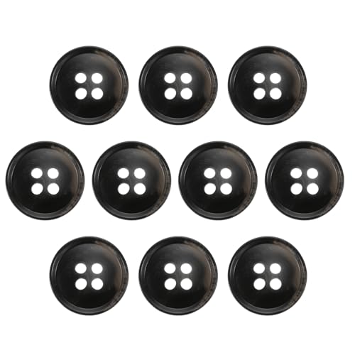 HARFINGTON Nähknöpfe aus Kunstharz, 15 mm, 4 Löcher, rundes Muster, flache Rückseite, Knöpfe für Mantel, Anzüge, Kleidung, Kleidung und Bastelarbeiten, 7#Schwarz, 10 Stück von HARFINGTON