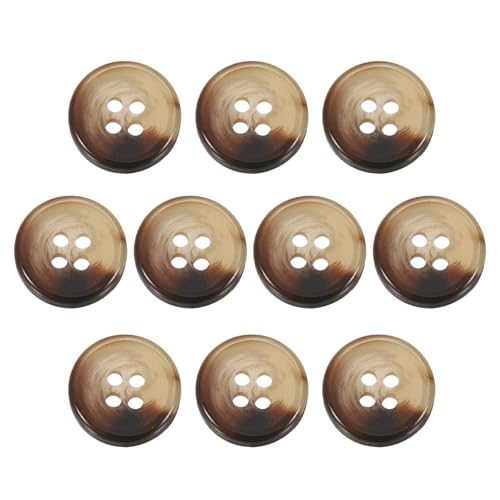 HARFINGTON Nähknöpfe aus Kunstharz, 18 mm, 4 Löcher, rundes Muster, flache Rückseite, Knöpfe für Mantel, Anzüge, Kleidung, Kleidung und Bastelarbeiten, 10 Stück, Kaffeebraun von HARFINGTON