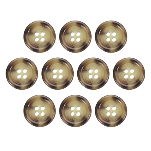 HARFINGTON Nähknöpfe aus Kunstharz, 18 mm, 4 Löcher, rundes Muster, flache Rückseite, Knöpfe für Mantel, Anzüge, Kleidung, Kleidung und Bastelarbeiten, Nr. 7, Kaffeebraun von HARFINGTON