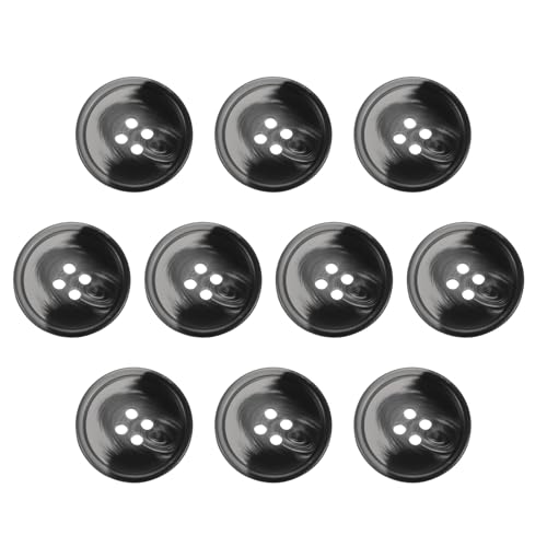 HARFINGTON Nähknöpfe aus Kunstharz, 20 mm, 4 Löcher, rundes Muster, flache Rückseite, Knöpfe für Mantel, Anzüge, Kleidung, Kleidung und Bastelarbeiten, 2#schwarzes Muster, 10 Stück von HARFINGTON