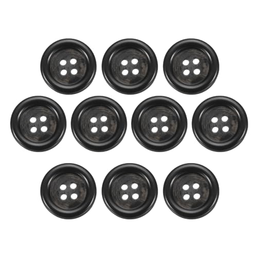 HARFINGTON Nähknöpfe aus Kunstharz, 20 mm, 4 Löcher, rundes Muster, flache Rückseite, Knöpfe für Mantel, Anzüge, Kleidung, Kleidung und Bastelarbeiten, 5#Schwarz, 10 Stück von HARFINGTON
