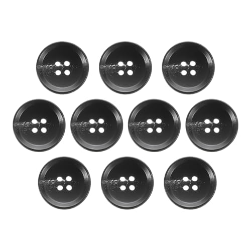 HARFINGTON Nähknöpfe aus Kunstharz, 23 mm, 4 Löcher, rundes Muster, flache Rückseite, Knöpfe für Mantel, Anzüge, Kleidung, Kleidung und Bastelarbeiten, 4#Schwarz, 10 Stück von HARFINGTON