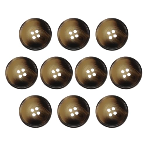 HARFINGTON Nähknöpfe aus Kunstharz, 25 mm, 4 Löcher, rundes Muster, flache Rückseite, Knöpfe für Mantel, Anzüge, Kleidung, Kleidung und Bastelarbeiten, 2 # Kaffeebraun, 10 Stück von HARFINGTON