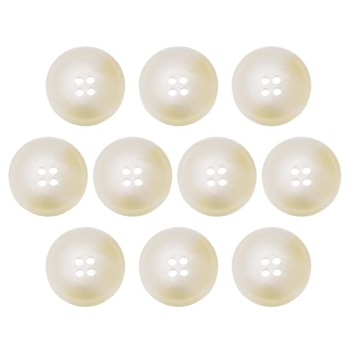 HARFINGTON Nähknöpfe aus Kunstharz, 25 mm, 4 Löcher, rundes Muster, flache Rückseite, Knöpfe für Mantel, Anzüge, Kleidung, Kleidung und Bastelarbeiten, 2#Weiß, 10 Stück von HARFINGTON