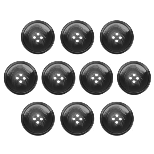 HARFINGTON Nähknöpfe aus Kunstharz, 30 mm, 4 Löcher, rundes Muster, flache Rückseite, Knöpfe für Mantel, Anzüge, Kleidung, Kleidung und Bastelarbeiten, 2#schwarzes Muster, 10 Stück von HARFINGTON