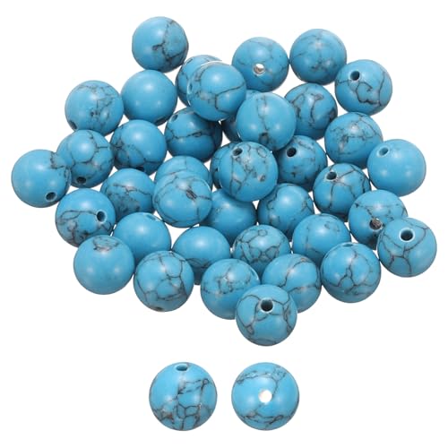HARFINGTON Natursteinperlen, 10 mm, blau, türkis, rund, lose Perlen, echte glatte Kugeln, Perlen für Schmuckherstellung, Armbänder, Halsketten, Ohrringe, DIY, 50 Stück HARFINGTON Natursteinperlen, 10 mm, blau, türkis, rund, lose Perlen, echte glatte Kugeln, Perlen für Schmuckherstellung, Armbänder, Halsketten, Ohrringe, DIY, 50 Stück von HARFINGTON
