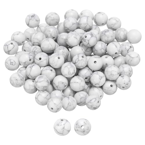 HARFINGTON Natursteinperlen, 10 mm, weißer Türkis, runder Edelstein, lose Perlen, echte glatte Kugeln, für Schmuckherstellung, Armbänder, Halsketten, Ohrringe, DIY, 100 Stück HARFINGTON Natursteinperlen, 10 mm, weißer Türkis, runder Edelstein, lose Perlen, echte glatte Kugeln, für Schmuckherstellung, Armbänder, Halsketten, Ohrringe, DIY, 100 Stück von HARFINGTON