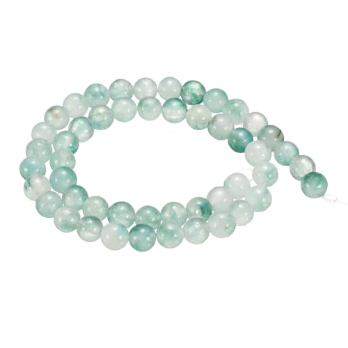 HARFINGTON Natursteinperlen, 6 mm, grüner Grasachat, rund, lose Perlen, echte glatte Kugeln, Perlen für Schmuckherstellung, Armbänder, Halsketten, Ohrringe, DIY, 50 Stück von HARFINGTON