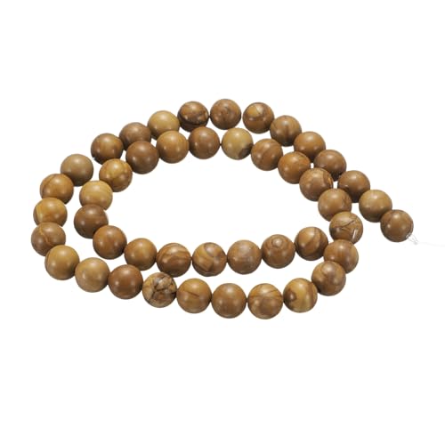 HARFINGTON Natursteinperlen, 8 mm, Holzmaserung, gelber Edelstein, rund, lose Perlen, echte glatte Kugeln, Perlen für Schmuckherstellung, Armbänder, Halsketten, Ohrringe, DIY, 50 Stück HARFINGTON Natursteinperlen, 8 mm, Holzmaserung, gelber Edelstein, rund, lose Perlen, echte glatte Kugeln, Perlen für Schmuckherstellung, Armbänder, Halsketten, Ohrringe, DIY, 50 Stück von HARFINGTON