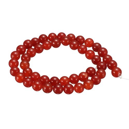 HARFINGTON Natursteinperlen, 8 mm, roter Achat, rund, lose Perlen, echte glatte Kugeln, Perlen für Schmuckherstellung, Armbänder, Halsketten, Ohrringe, DIY, 100 Stück von HARFINGTON
