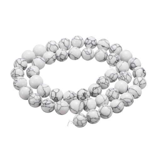 HARFINGTON Natursteinperlen, 8 mm, weißer Türkis, runder Edelstein, lose Perlen, echte glatte Kugeln, Perlen für Schmuckherstellung, Armbänder, Halsketten, Ohrringe, DIY, 50 Stück HARFINGTON Natursteinperlen, 8 mm, weißer Türkis, runder Edelstein, lose Perlen, echte glatte Kugeln, Perlen für Schmuckherstellung, Armbänder, Halsketten, Ohrringe, DIY, 50 Stück von HARFINGTON