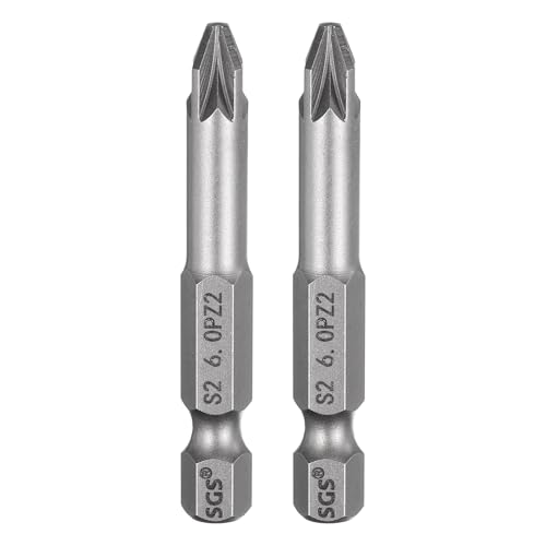 HARFINGTON PZ2 Schraubendreher-Bits, 6,35 mm Sechskantschaft, 50 mm Länge, magnetische Kreuzschlitz-Sechskant-Bits, S2-Stahl-Schraubendreher-Bits, Industriequalität, elektrische Sechskantbohrer, 2 von HARFINGTON