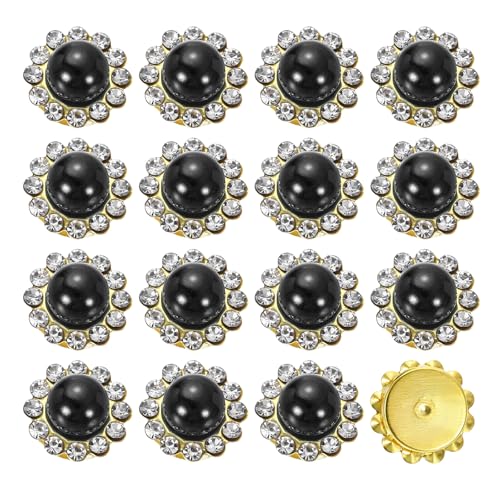 HARFINGTON Perlen-Strass-Knöpfe, 12 mm, zum Aufnähen, Strasssteine, Vintage-Stil, Kunstperlen, Metallklaue, flache Rückseite, Nähen, für Bastelarbeiten, Kleider, Kleidung, Schuhe, Taschen von HARFINGTON