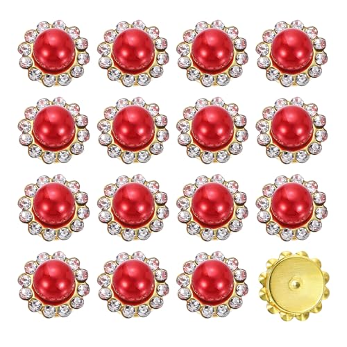 HARFINGTON Perlen-Strass-Knöpfe, 12 mm, zum Aufnähen, Strasssteine, Vintage-Stil, Kunstperlen, Metallklaue, flache Rückseite, Nähen für DIY, Handwerk, Kleidung, Schuhe, Taschen, Dekorationen, Zubehör von HARFINGTON