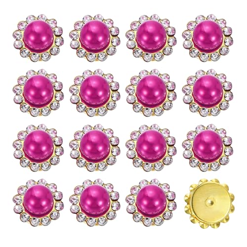 HARFINGTON Perlen-Strass-Knöpfe, 12 mm, zum Aufnähen, Strasssteine, Vintage-Stil, Kunstperlen, Metallklaue, flache Rückseite, Nähen für DIY, Handwerk, Kleidung, Schuhe, Taschen, Dekorationen, Zubehör von HARFINGTON