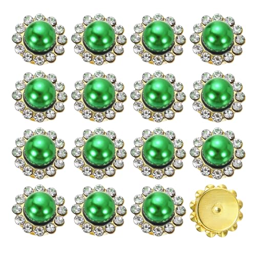 HARFINGTON Perlen-Strass-Knöpfe, 12 mm, zum Aufnähen, Strasssteine, Vintage-Stil, Kunstperlen, Metallklaue, flache Rückseite, Nähen für DIY, Handwerk, Kleidung, Schuhe, Taschen, Dekorationen, Zubehör von HARFINGTON