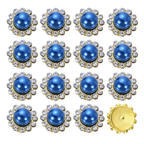 HARFINGTON Perlen-Strass-Knöpfe, 12 mm, zum Aufnähen, Strasssteine, Vintage-Stil, Kunstperlen, Metallklaue, flache Rückseite, Nähen für DIY, Handwerk, Kleidung, Schuhe, Taschen, Dekorationen, Zubehör von HARFINGTON