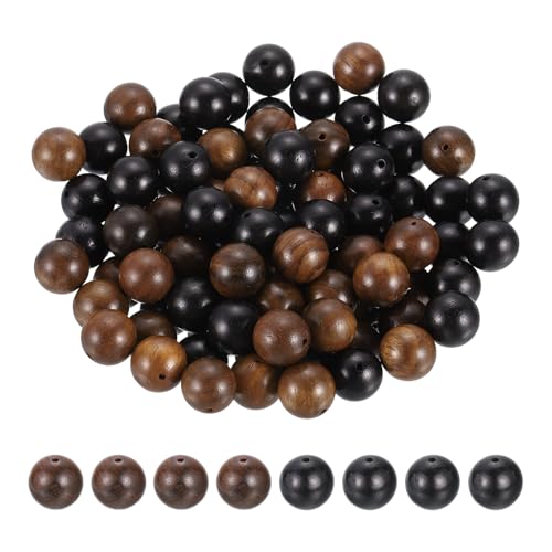 HARFINGTON Runde Holzperlen, 12 mm Durchmesser, kleine Holzperlen für Bastelarbeiten, Armbänder, Armbänder, Halsketten, Schmuckherstellung, Schwarz und Rotbraun, 200 Stück von HARFINGTON