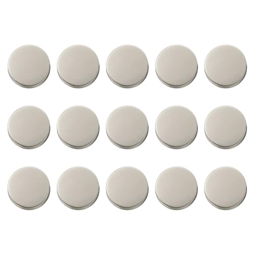 HARFINGTON Runde Metallknöpfe, 10 mm, Schaft aus Zinklegierung, flach, Nähen, Handwerk, Ersatzknöpfe für Kleidung, Dekoration, DIY-Zubehör, mattes Silber, 15 Stück von HARFINGTON