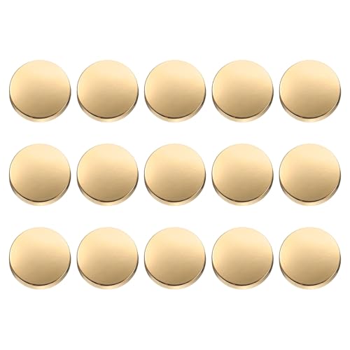 HARFINGTON Runde Metallknöpfe, 15 mm, Schaft aus Zinklegierung, flach, Nähen, Handwerk, Ersatzknöpfe für Kleidung, Dekoration, DIY-Zubehör, helles Gold, 15 Stück von HARFINGTON