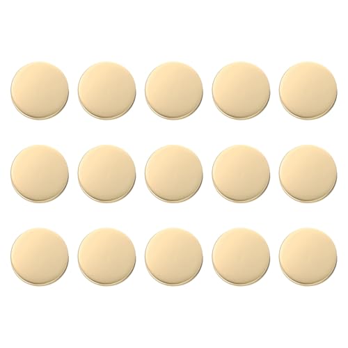 HARFINGTON Runde Metallknöpfe, 15 mm, Schaft aus Zinklegierung, flach, Nähen, Handwerk, Ersatzknöpfe für Kleidung, Dekoration, DIY-Zubehör, mattes Gold, 15 Stück von HARFINGTON