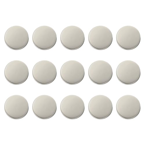 HARFINGTON Runde Metallknöpfe, 15 mm, Schaft aus Zinklegierung, flach, Nähen, Handwerk, Ersatzknöpfe für Kleidung, Dekoration, DIY-Zubehör, mattes Silber, 15 Stück von HARFINGTON