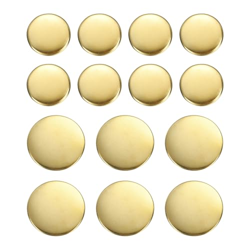 HARFINGTON Runde Metallknöpfe, 15 mm/20 mm, Messing, Nähen, Basteln, Ersatzknöpfe für Blazer, Anzüge, Kleidung, Dekoration, DIY-Zubehör, Gold, 14 Stück von HARFINGTON